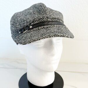 Scala Pronto Lined Newsboy Cap Wool Blend O/S Black Tweed